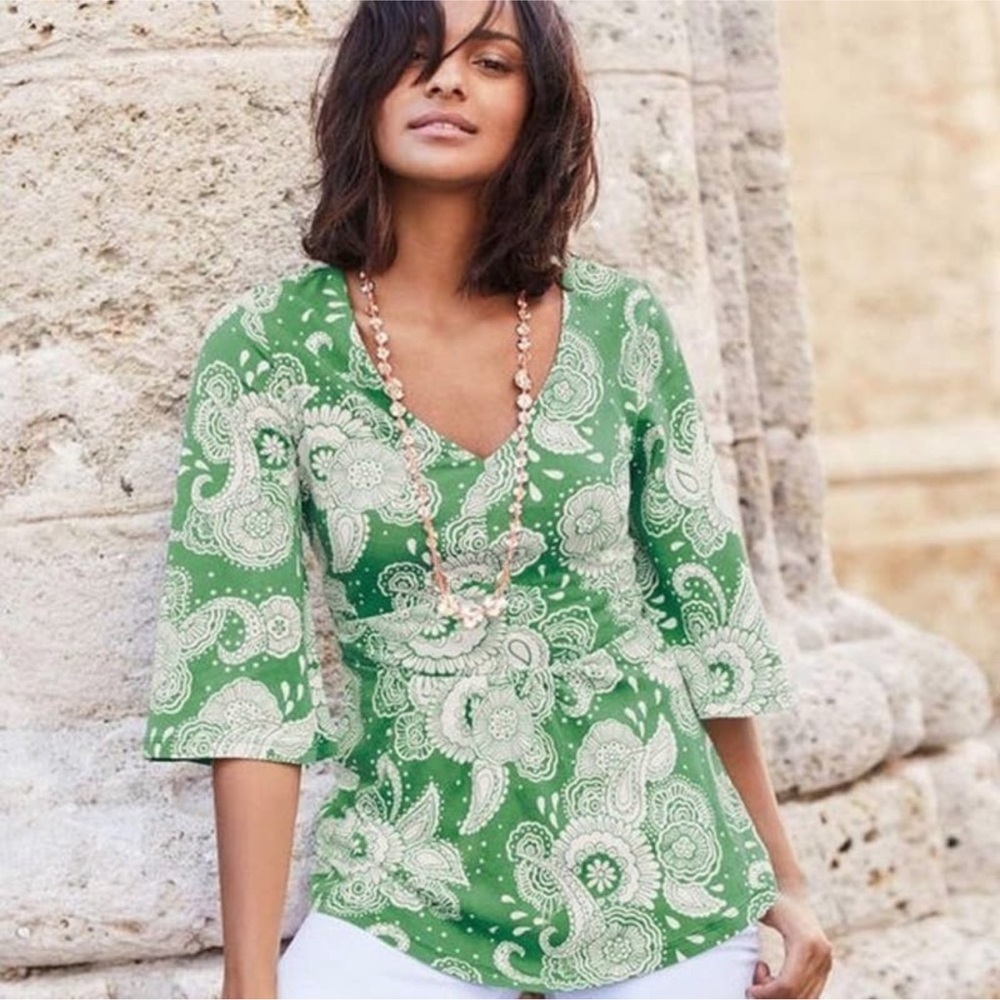 Boden green floral top sz 8